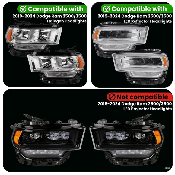Dodge Ram 2500/3500 Parking Lights Adapter for Halogen & LED Reflector Headlights (2019-2024)
