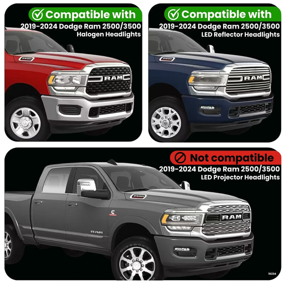 Dodge Ram 2500/3500 Dynamic Headlight Adapter for Halogen & LED Reflector (2019-2024)