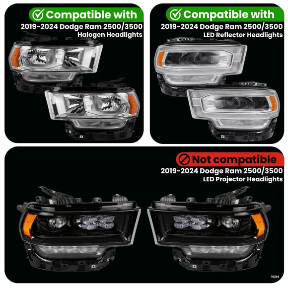 Dodge Ram 2500/3500 Dynamic Headlight Adapter for Halogen & LED Reflector (2019-2024)