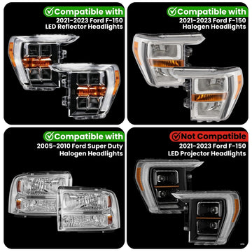 F-Series Parking & Turn Adapter for Halogen or LED Reflector Headlights (2005-2023 ) - 0