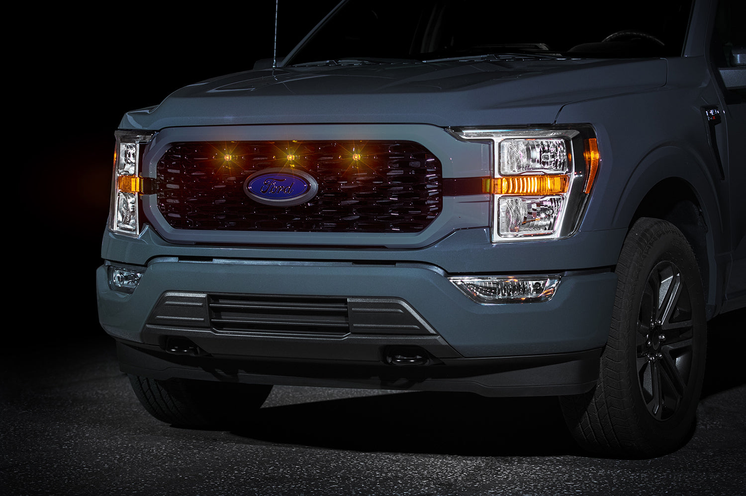 4x Amber Raptor Style LED Grille Lights – Smoked Lens For Ford F-150 (Raptor Look)